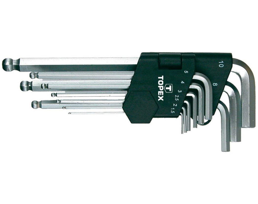 Topex 35D957 gömbvégű imbuszkulcs készlet, CrV acél, 9 részes termék fő termékképe