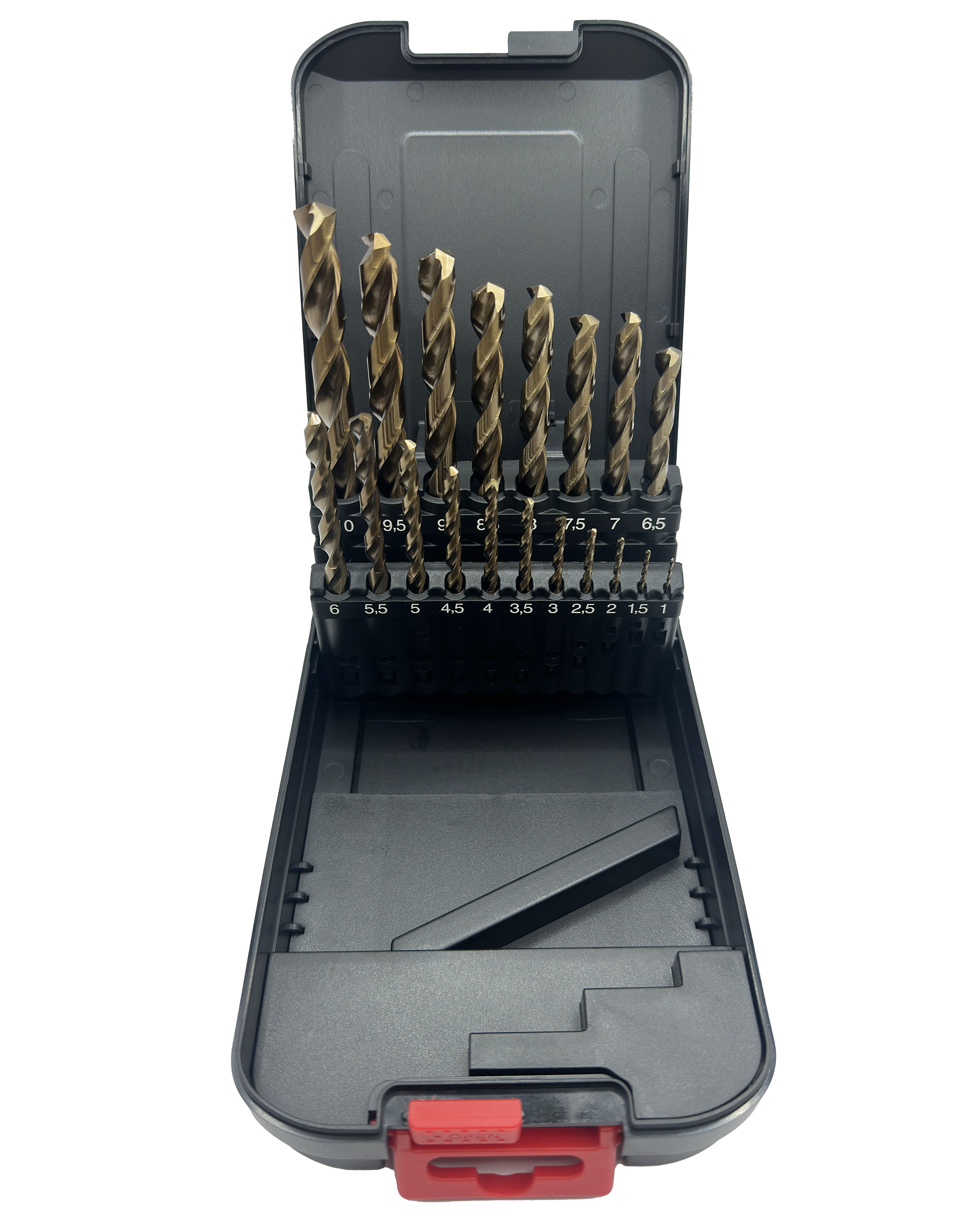 Abraboro HSS-Co 19 részes fémfúró készlet, műanyag dobozban termék fő termékképe