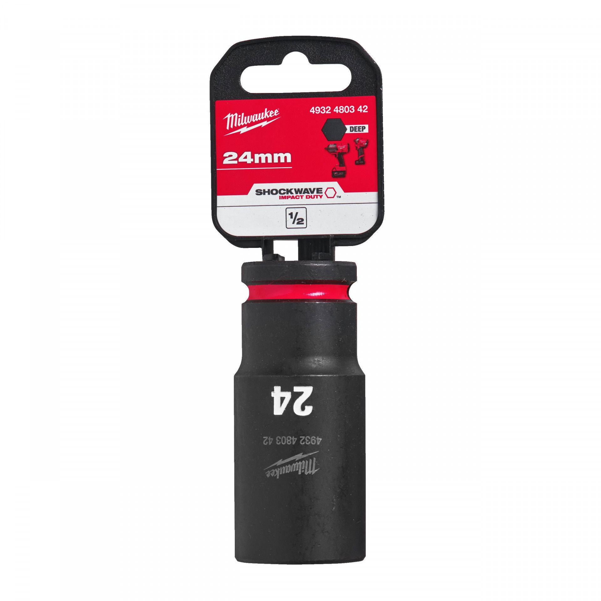 Milwaukee Shockwave Impact Duty™ 1/2"-os gépi dugókulcs fej, hosszú, 6-lapú, 24 mm termék fő termékképe