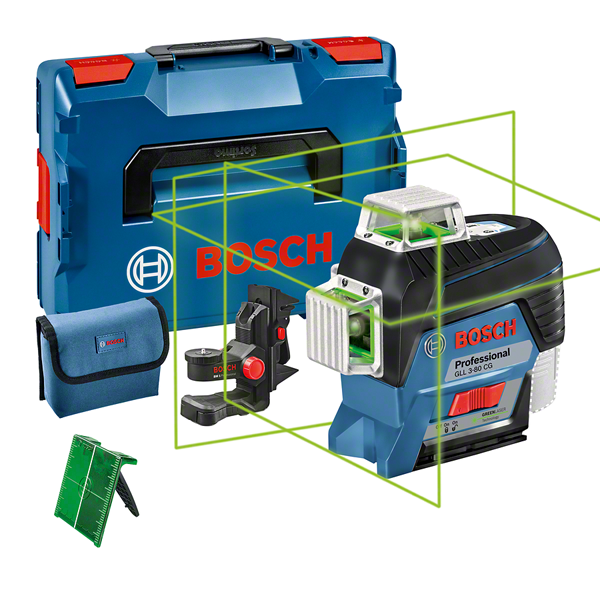 Bosch GLL 3-80 CG vonallézer + BM 1 univerzális tartó (akku és töltő nélkül) termék fő termékképe