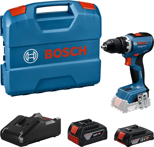 Bosch GSR 18V-65 akkus fúró-csavarozó (1 x 2.0 Ah és 1 x 4.0 Ah Li-ion akkuval, L-Case kofferben) termék fő termékképe